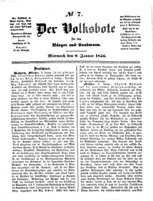 Der Volksbote für den Bürger und Landmann Mittwoch 9. Januar 1856