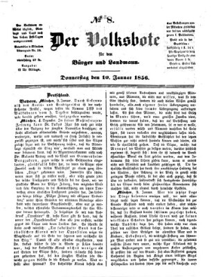 Der Volksbote für den Bürger und Landmann Donnerstag 10. Januar 1856