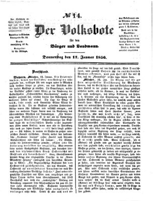 Der Volksbote für den Bürger und Landmann Donnerstag 17. Januar 1856