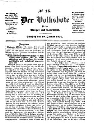 Der Volksbote für den Bürger und Landmann Samstag 19. Januar 1856