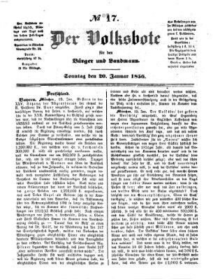 Der Volksbote für den Bürger und Landmann Sonntag 20. Januar 1856