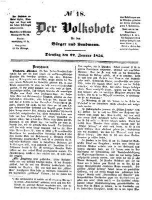 Der Volksbote für den Bürger und Landmann Dienstag 22. Januar 1856