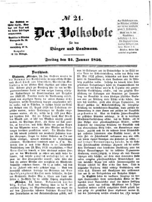 Der Volksbote für den Bürger und Landmann Freitag 25. Januar 1856