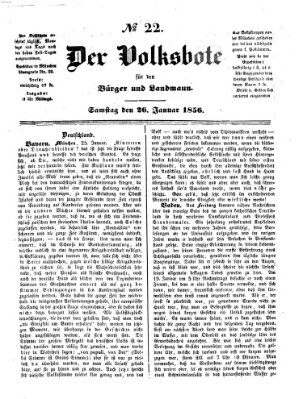 Der Volksbote für den Bürger und Landmann Samstag 26. Januar 1856