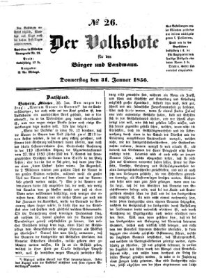 Der Volksbote für den Bürger und Landmann Donnerstag 31. Januar 1856