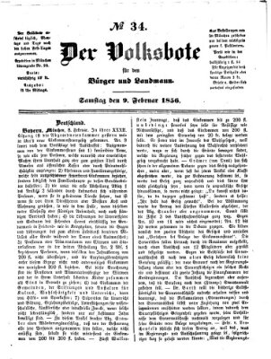 Der Volksbote für den Bürger und Landmann Samstag 9. Februar 1856