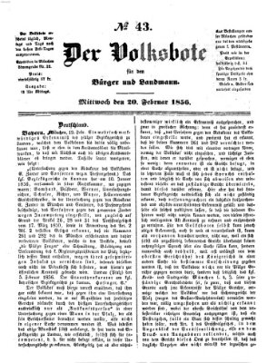 Der Volksbote für den Bürger und Landmann Mittwoch 20. Februar 1856