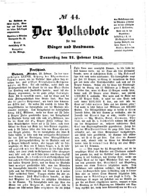 Der Volksbote für den Bürger und Landmann Donnerstag 21. Februar 1856