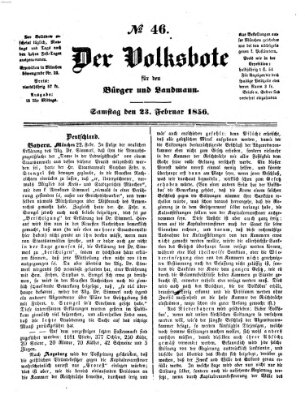 Der Volksbote für den Bürger und Landmann Samstag 23. Februar 1856