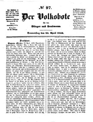 Der Volksbote für den Bürger und Landmann Donnerstag 24. April 1856