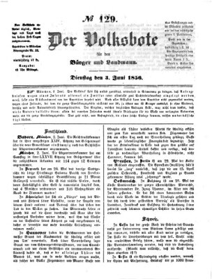 Der Volksbote für den Bürger und Landmann Dienstag 3. Juni 1856