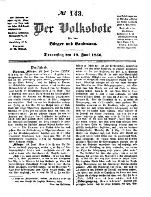 Der Volksbote für den Bürger und Landmann Donnerstag 19. Juni 1856