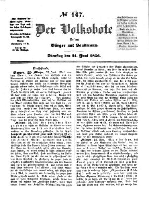 Der Volksbote für den Bürger und Landmann Dienstag 24. Juni 1856