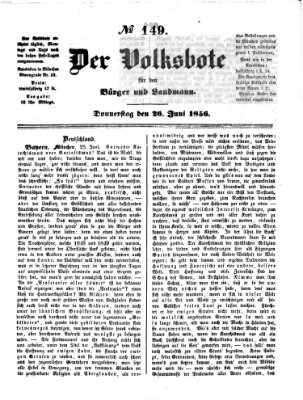 Der Volksbote für den Bürger und Landmann Donnerstag 26. Juni 1856