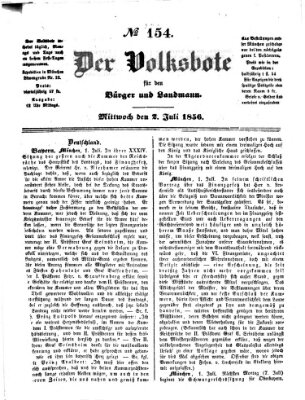 Der Volksbote für den Bürger und Landmann Mittwoch 2. Juli 1856