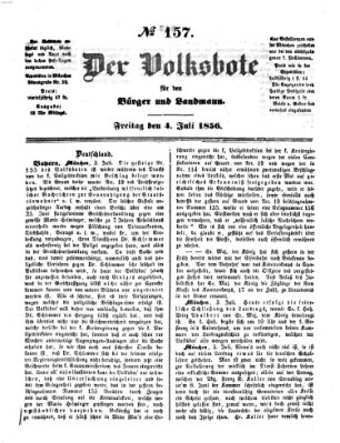 Der Volksbote für den Bürger und Landmann Freitag 4. Juli 1856