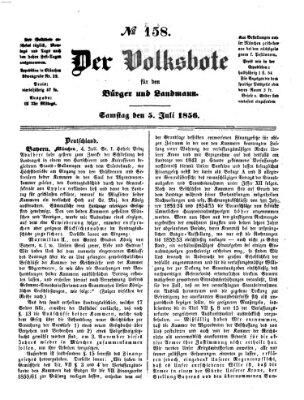 Der Volksbote für den Bürger und Landmann Samstag 5. Juli 1856