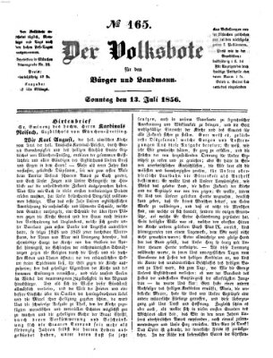 Der Volksbote für den Bürger und Landmann Sonntag 13. Juli 1856