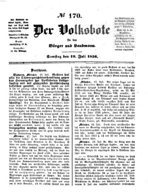 Der Volksbote für den Bürger und Landmann Samstag 19. Juli 1856