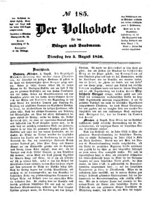 Der Volksbote für den Bürger und Landmann Dienstag 5. August 1856