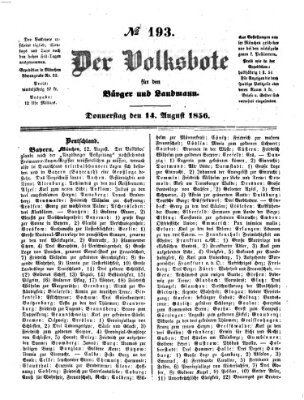 Der Volksbote für den Bürger und Landmann Donnerstag 14. August 1856