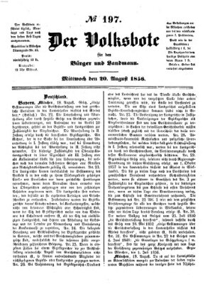 Der Volksbote für den Bürger und Landmann Mittwoch 20. August 1856