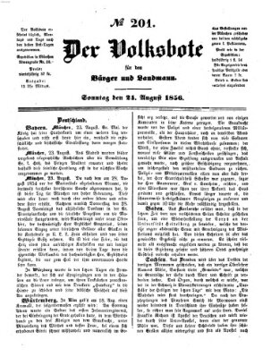 Der Volksbote für den Bürger und Landmann Sonntag 24. August 1856