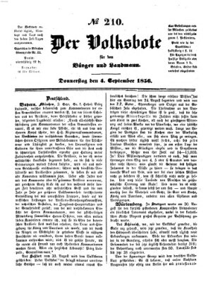 Der Volksbote für den Bürger und Landmann Donnerstag 4. September 1856