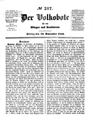 Der Volksbote für den Bürger und Landmann Freitag 12. September 1856