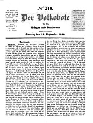 Der Volksbote für den Bürger und Landmann Sonntag 14. September 1856