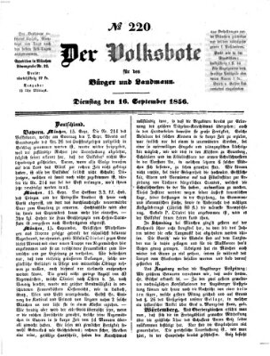 Der Volksbote für den Bürger und Landmann Dienstag 16. September 1856