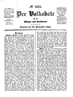 Der Volksbote für den Bürger und Landmann Sonntag 21. September 1856