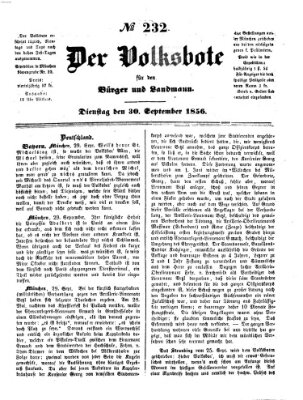 Der Volksbote für den Bürger und Landmann Dienstag 30. September 1856