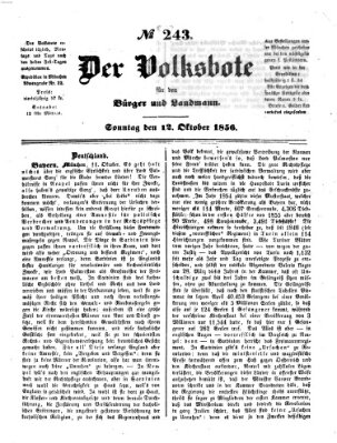 Der Volksbote für den Bürger und Landmann Sonntag 12. Oktober 1856