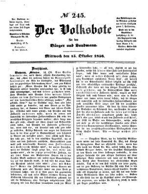 Der Volksbote für den Bürger und Landmann Mittwoch 15. Oktober 1856