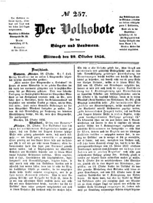 Der Volksbote für den Bürger und Landmann Mittwoch 29. Oktober 1856