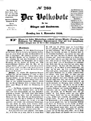 Der Volksbote für den Bürger und Landmann Samstag 1. November 1856