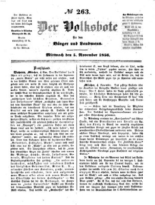 Der Volksbote für den Bürger und Landmann Mittwoch 5. November 1856