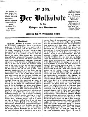 Der Volksbote für den Bürger und Landmann Freitag 7. November 1856