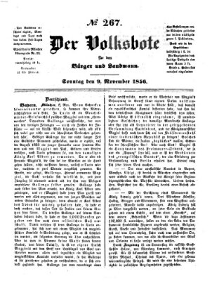 Der Volksbote für den Bürger und Landmann Sonntag 9. November 1856