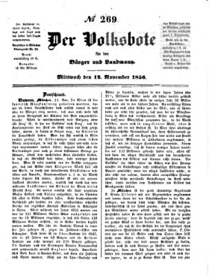 Der Volksbote für den Bürger und Landmann Mittwoch 12. November 1856