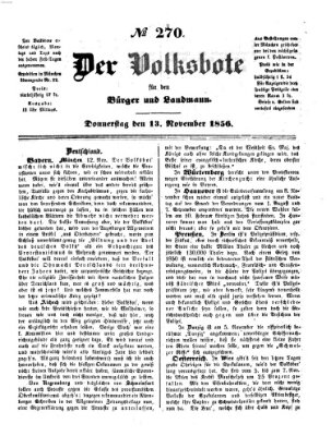 Der Volksbote für den Bürger und Landmann Donnerstag 13. November 1856