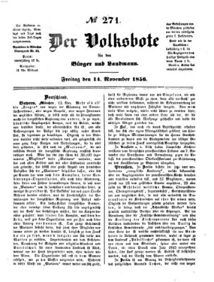 Der Volksbote für den Bürger und Landmann Freitag 14. November 1856