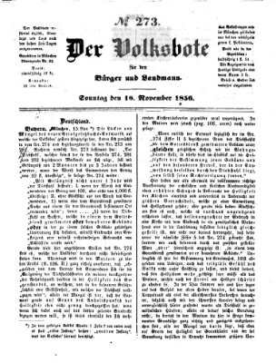 Der Volksbote für den Bürger und Landmann Sonntag 16. November 1856