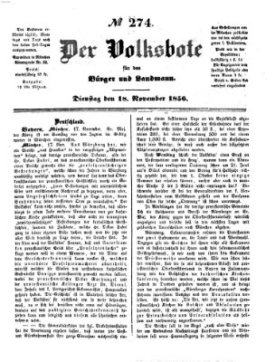 Der Volksbote für den Bürger und Landmann Dienstag 18. November 1856