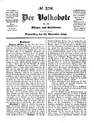 Der Volksbote für den Bürger und Landmann Donnerstag 20. November 1856