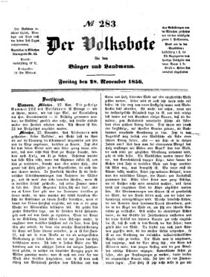 Der Volksbote für den Bürger und Landmann Freitag 28. November 1856