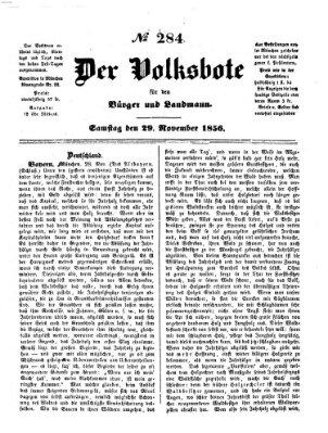 Der Volksbote für den Bürger und Landmann Samstag 29. November 1856