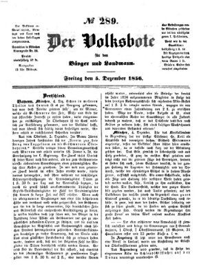 Der Volksbote für den Bürger und Landmann Freitag 5. Dezember 1856