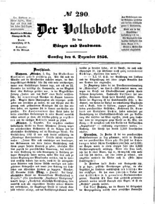 Der Volksbote für den Bürger und Landmann Samstag 6. Dezember 1856